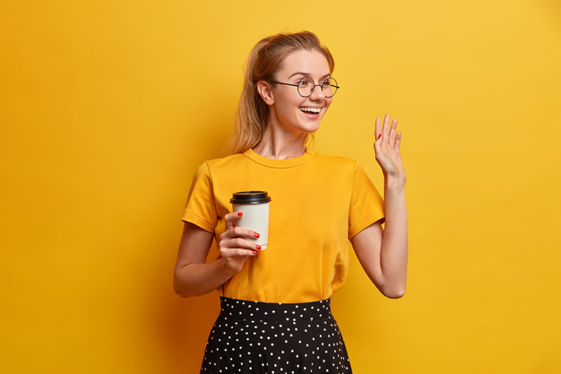 Girl waving interested